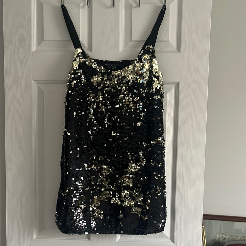 French connection Black and Gold Sequin Dress